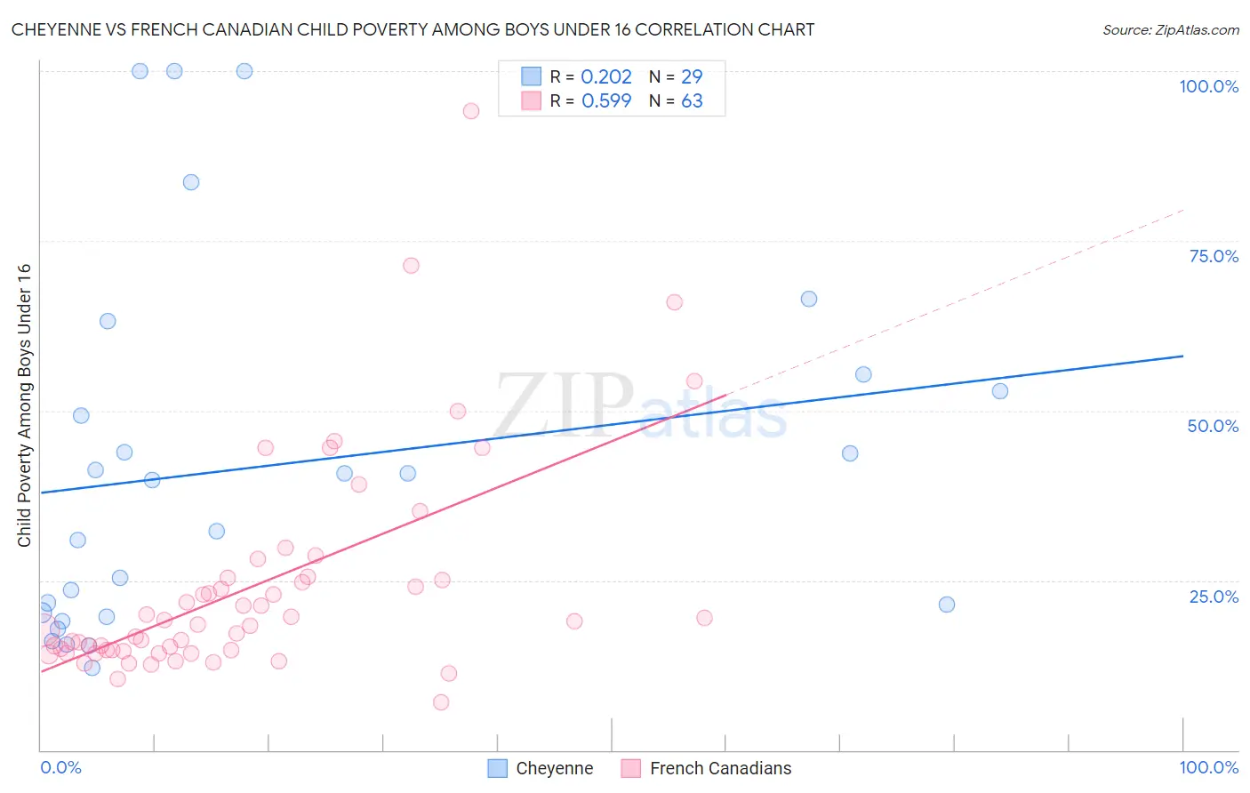 Cheyenne vs French Canadian Child Poverty Among Boys Under 16