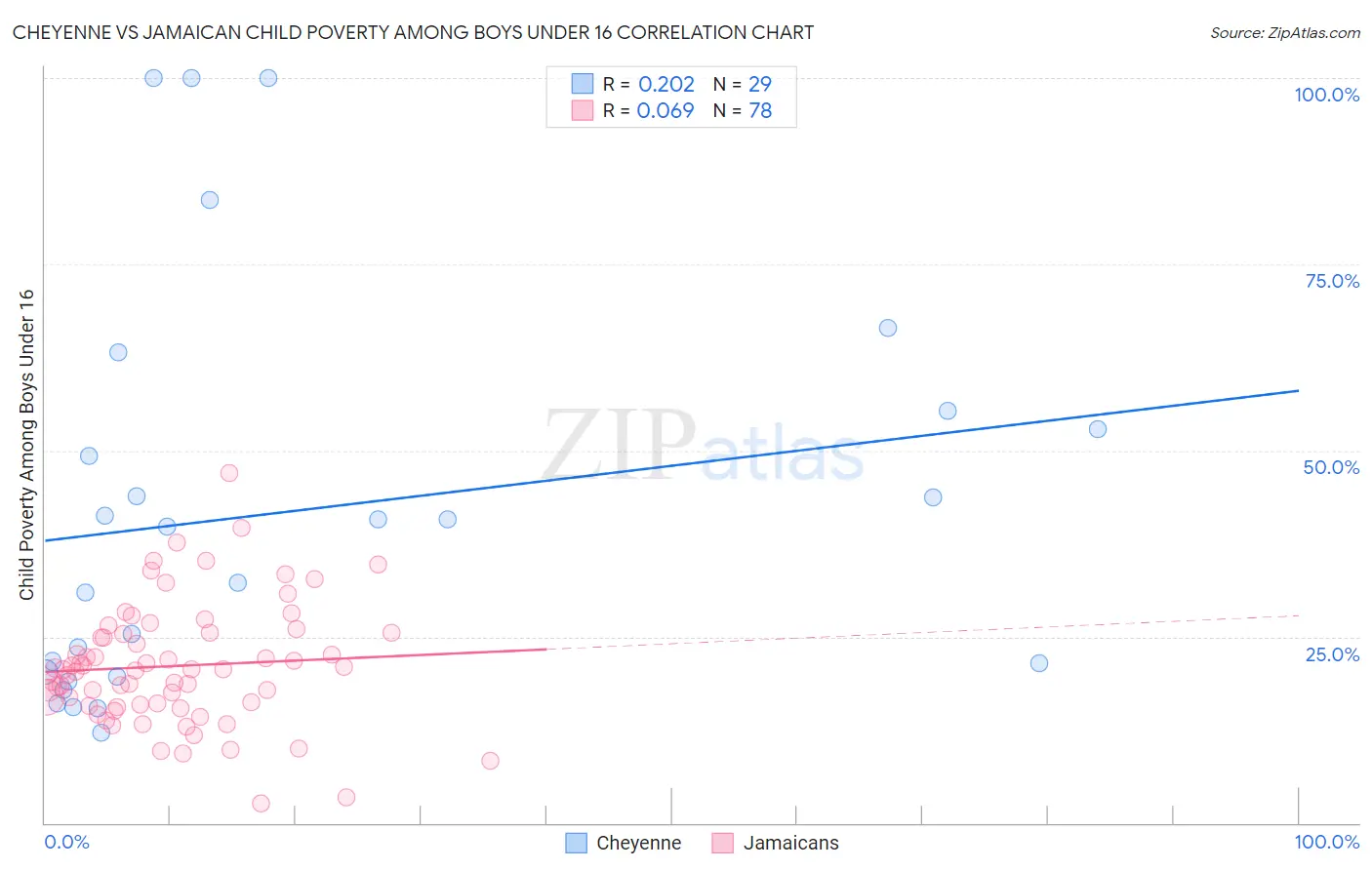 Cheyenne vs Jamaican Child Poverty Among Boys Under 16