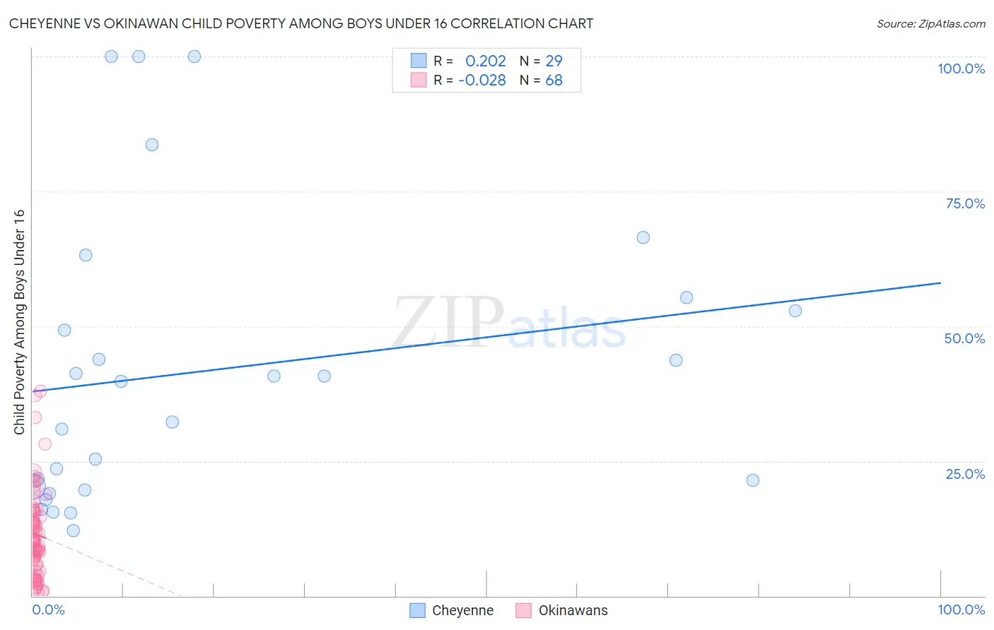 Cheyenne vs Okinawan Child Poverty Among Boys Under 16