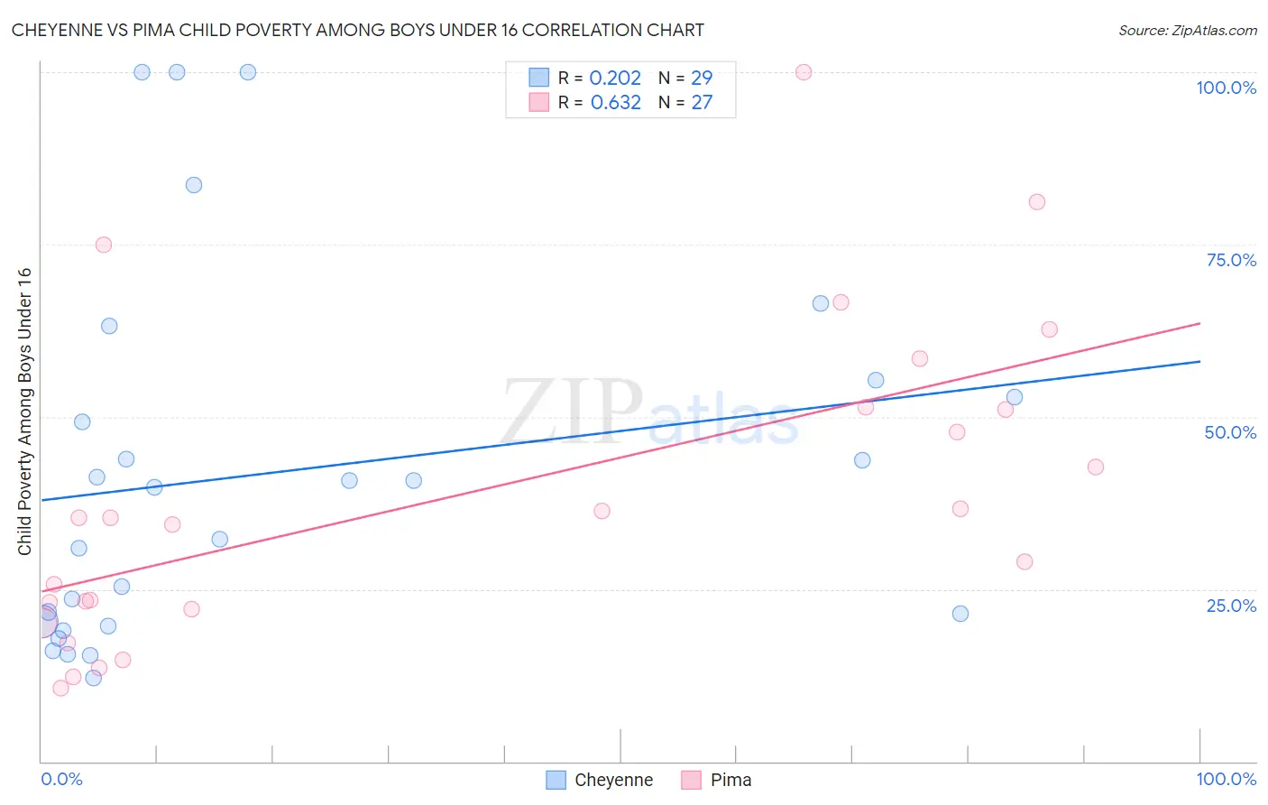 Cheyenne vs Pima Child Poverty Among Boys Under 16