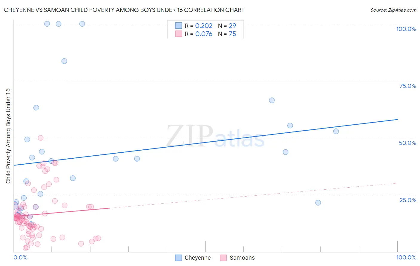 Cheyenne vs Samoan Child Poverty Among Boys Under 16