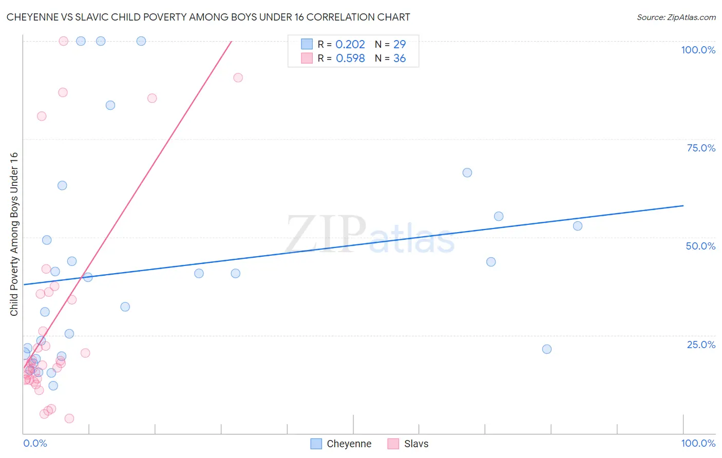 Cheyenne vs Slavic Child Poverty Among Boys Under 16