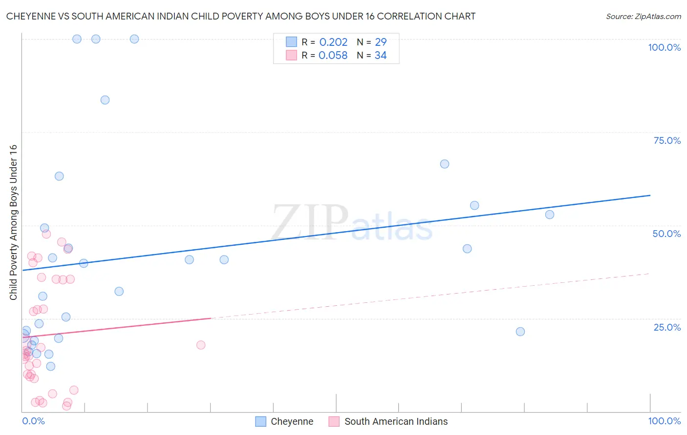 Cheyenne vs South American Indian Child Poverty Among Boys Under 16