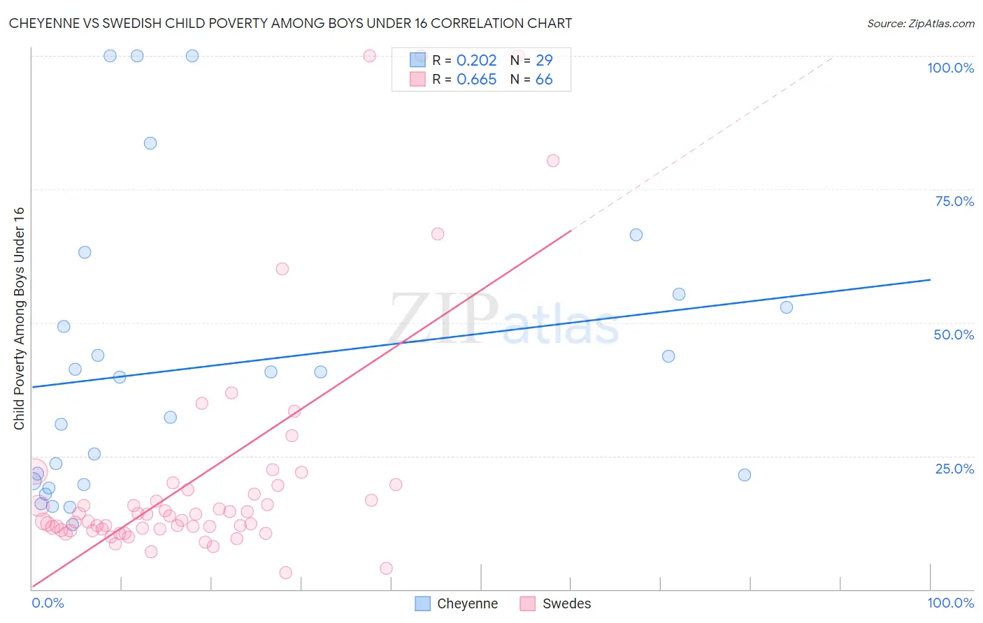 Cheyenne vs Swedish Child Poverty Among Boys Under 16