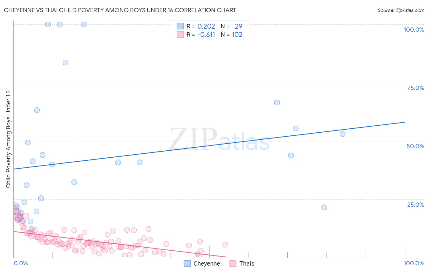 Cheyenne vs Thai Child Poverty Among Boys Under 16