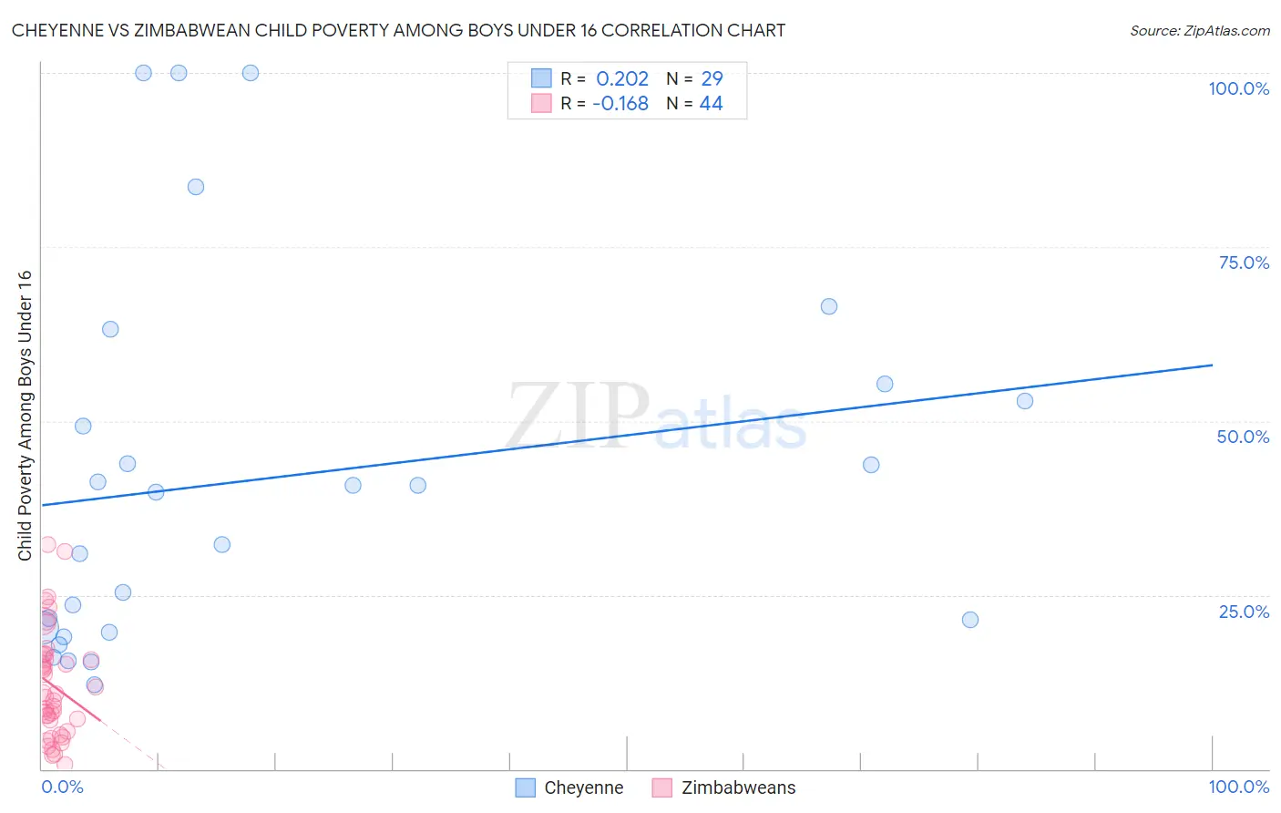 Cheyenne vs Zimbabwean Child Poverty Among Boys Under 16