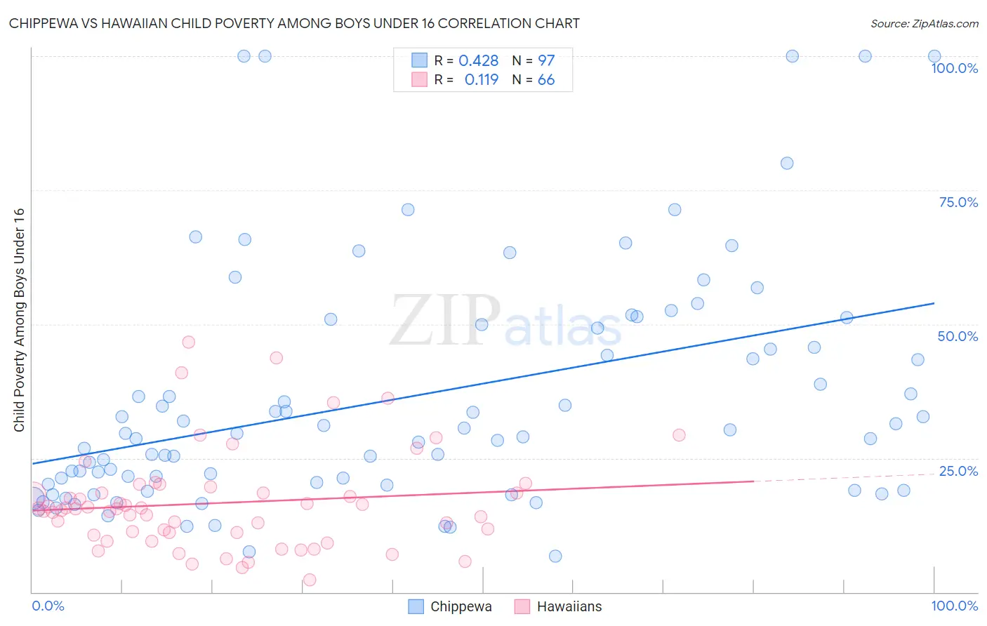 Chippewa vs Hawaiian Child Poverty Among Boys Under 16