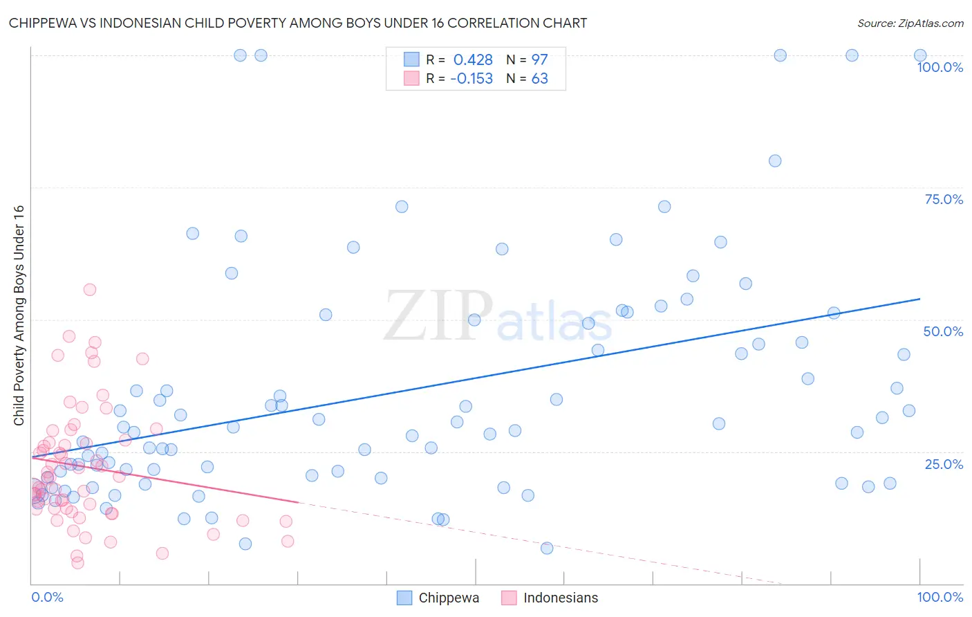 Chippewa vs Indonesian Child Poverty Among Boys Under 16
