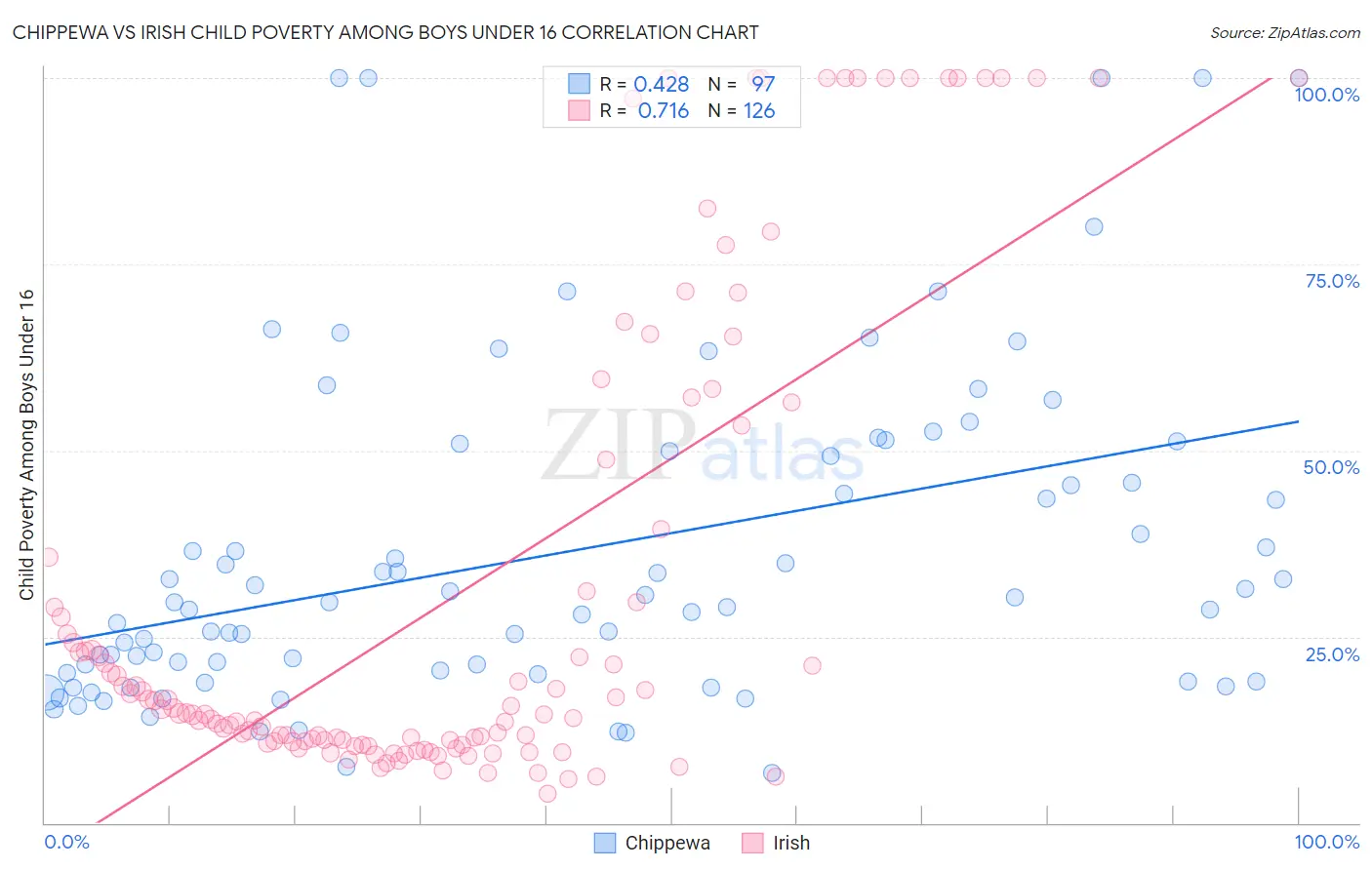 Chippewa vs Irish Child Poverty Among Boys Under 16