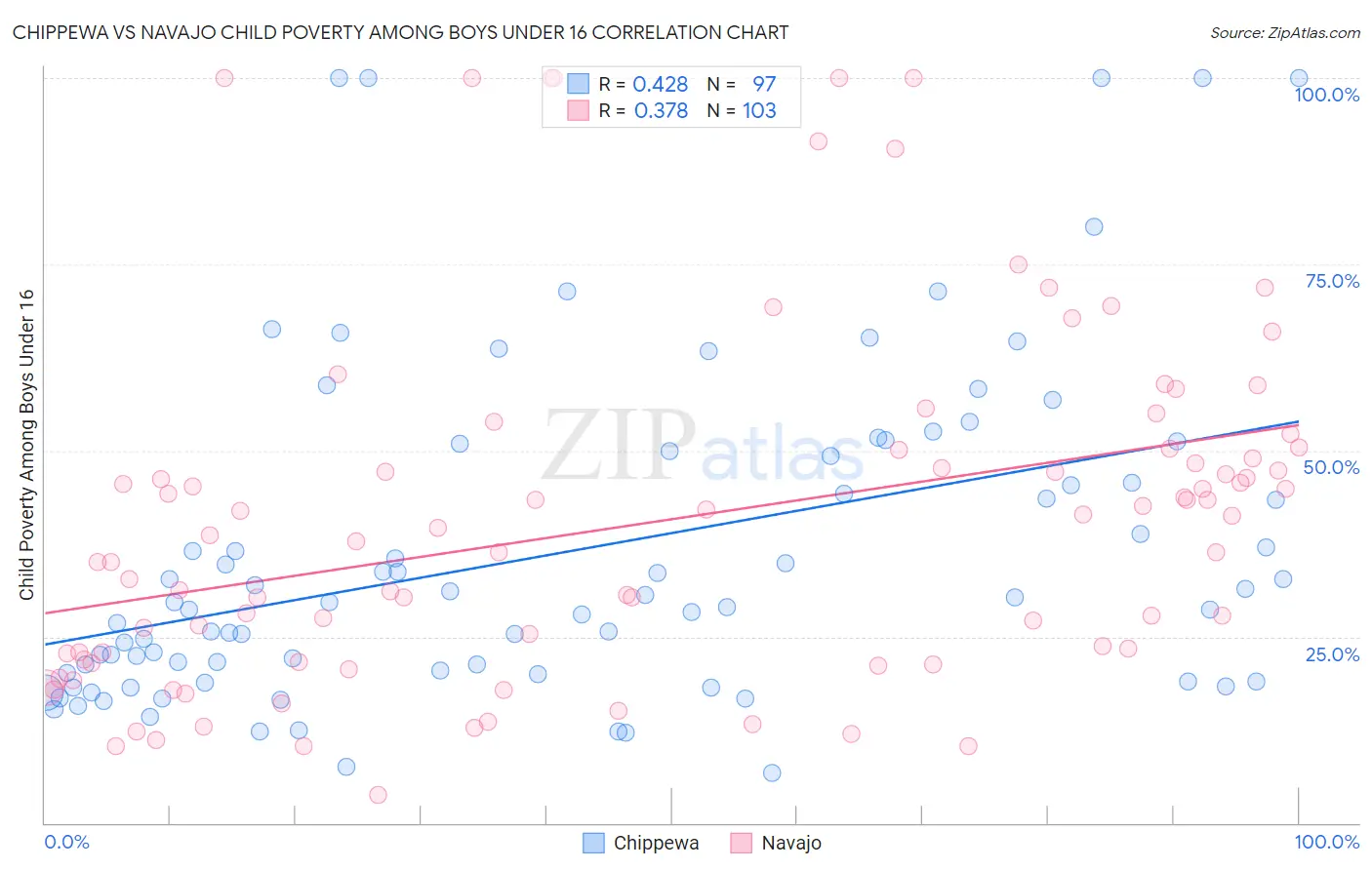 Chippewa vs Navajo Child Poverty Among Boys Under 16