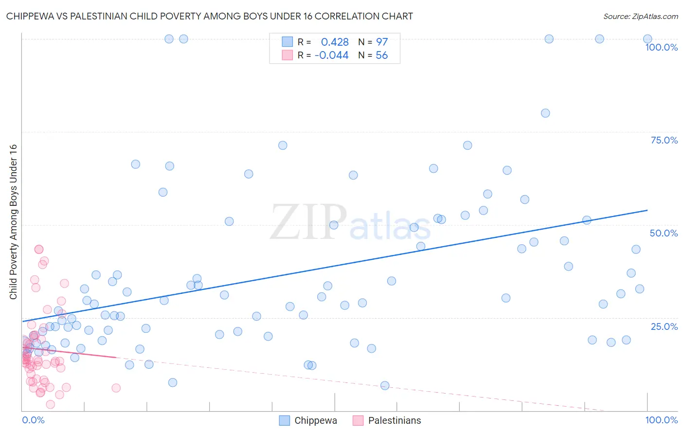 Chippewa vs Palestinian Child Poverty Among Boys Under 16