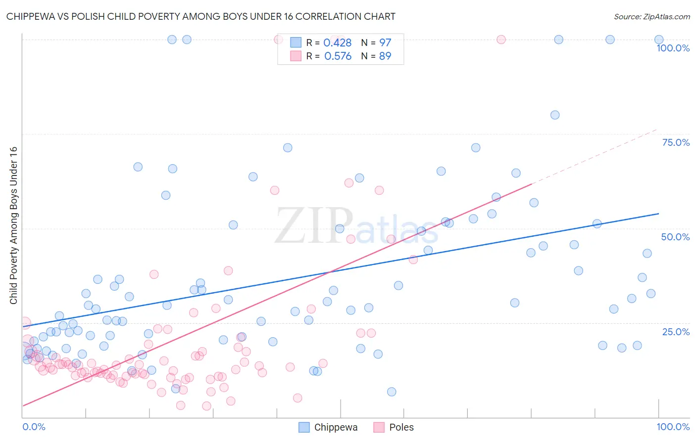 Chippewa vs Polish Child Poverty Among Boys Under 16