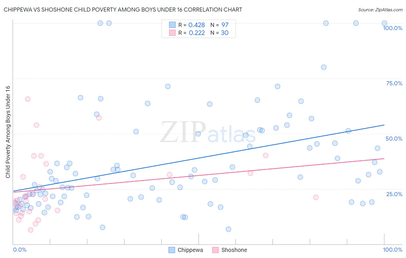 Chippewa vs Shoshone Child Poverty Among Boys Under 16