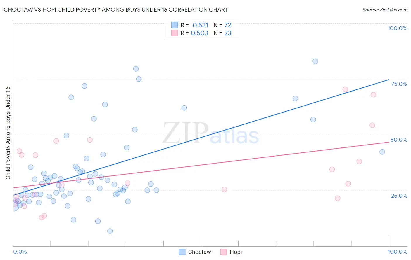 Choctaw vs Hopi Child Poverty Among Boys Under 16