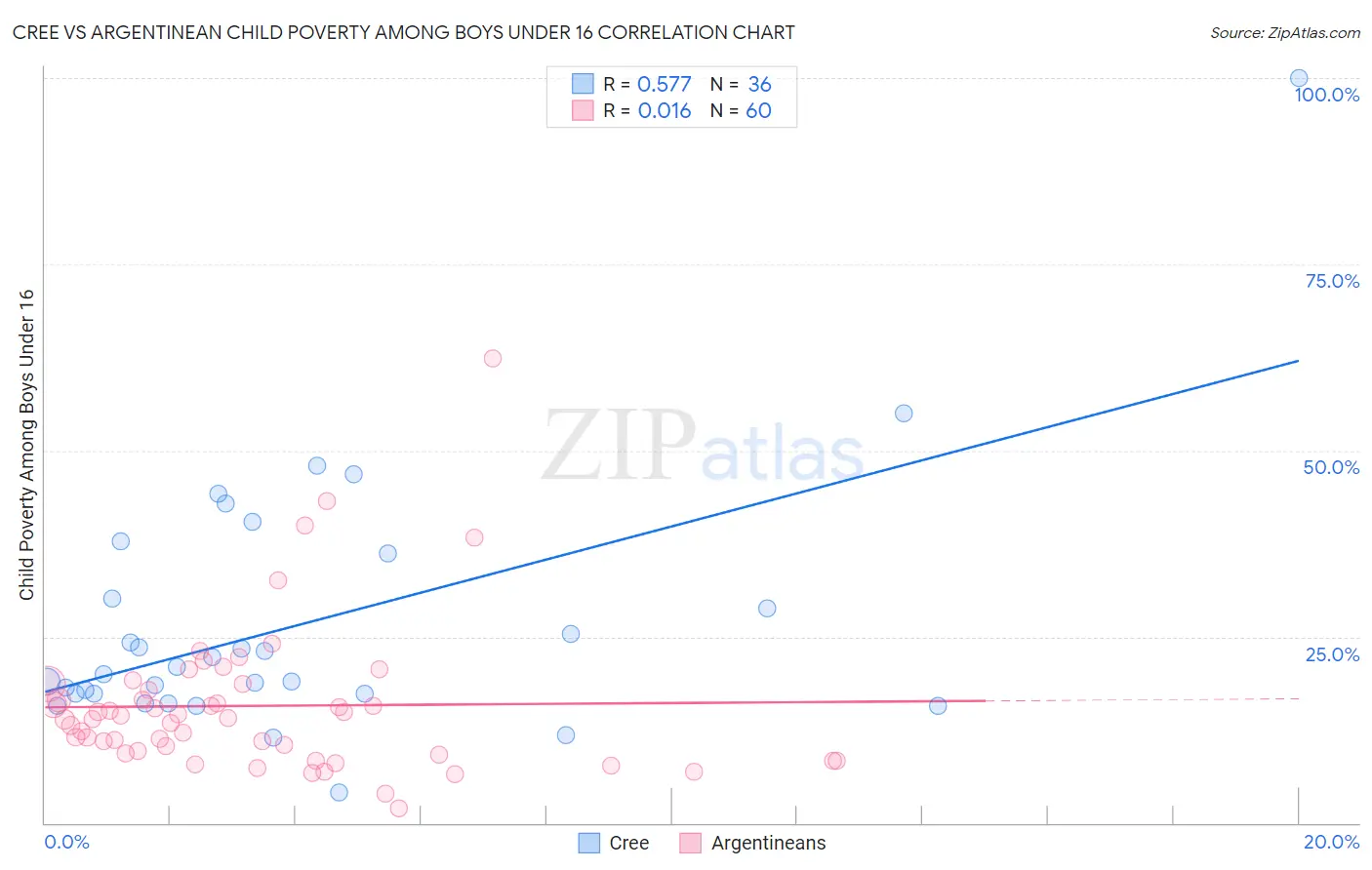 Cree vs Argentinean Child Poverty Among Boys Under 16