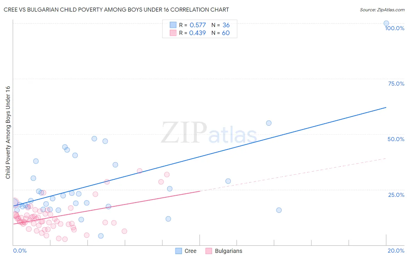 Cree vs Bulgarian Child Poverty Among Boys Under 16