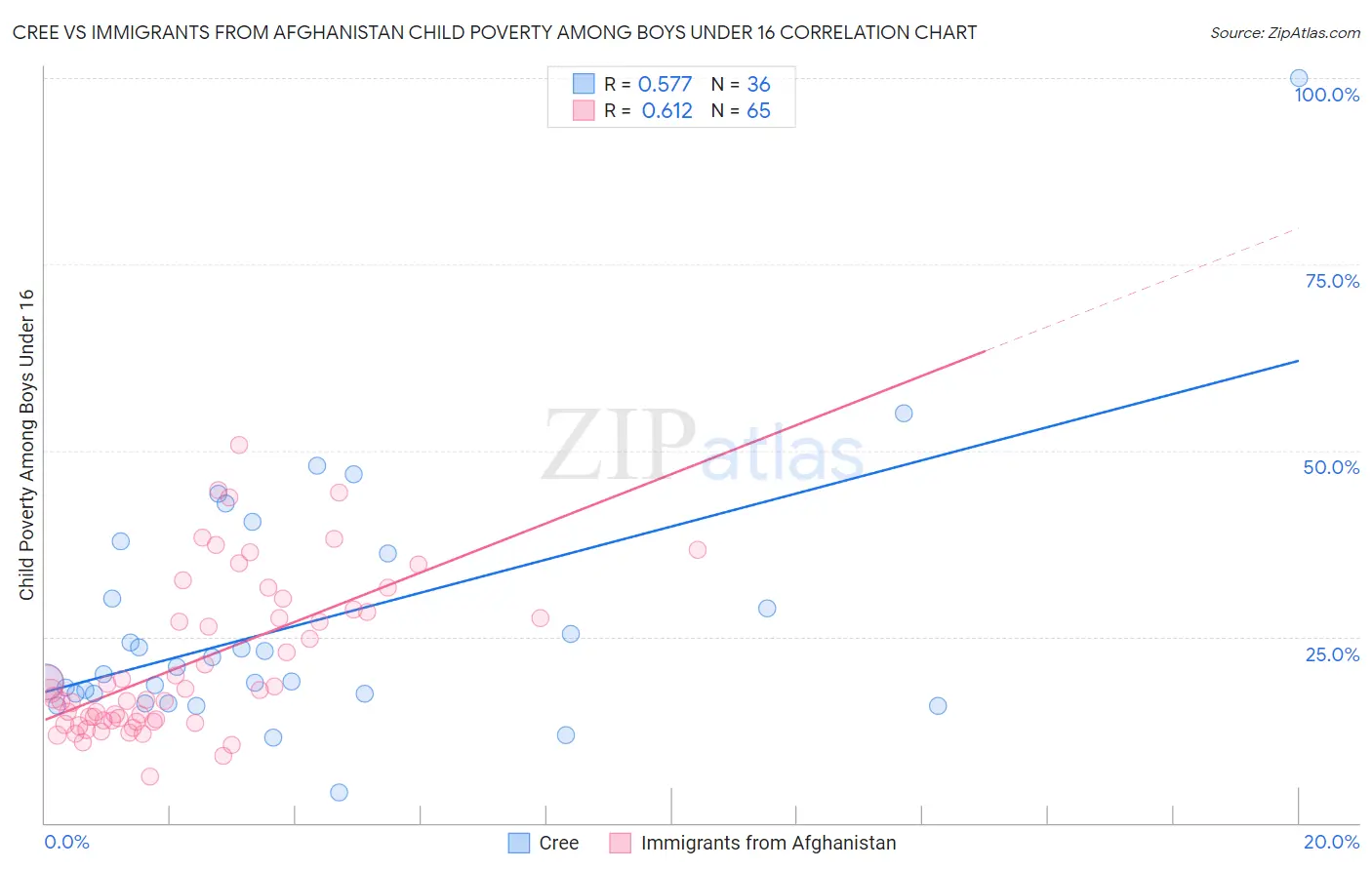 Cree vs Immigrants from Afghanistan Child Poverty Among Boys Under 16