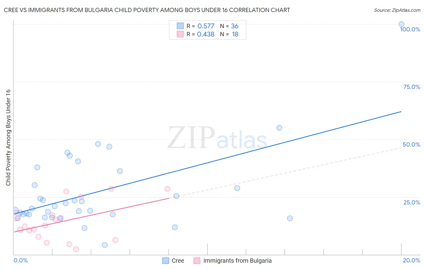 Cree vs Immigrants from Bulgaria Child Poverty Among Boys Under 16