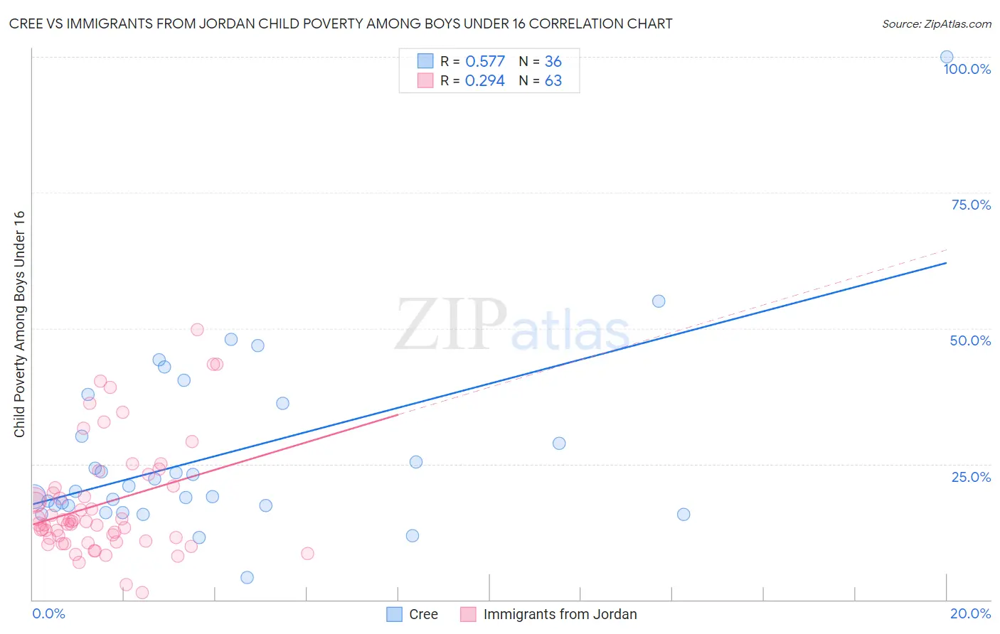 Cree vs Immigrants from Jordan Child Poverty Among Boys Under 16
