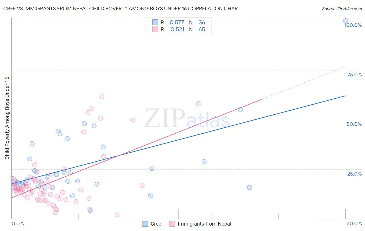 Cree vs Immigrants from Nepal Child Poverty Among Boys Under 16
