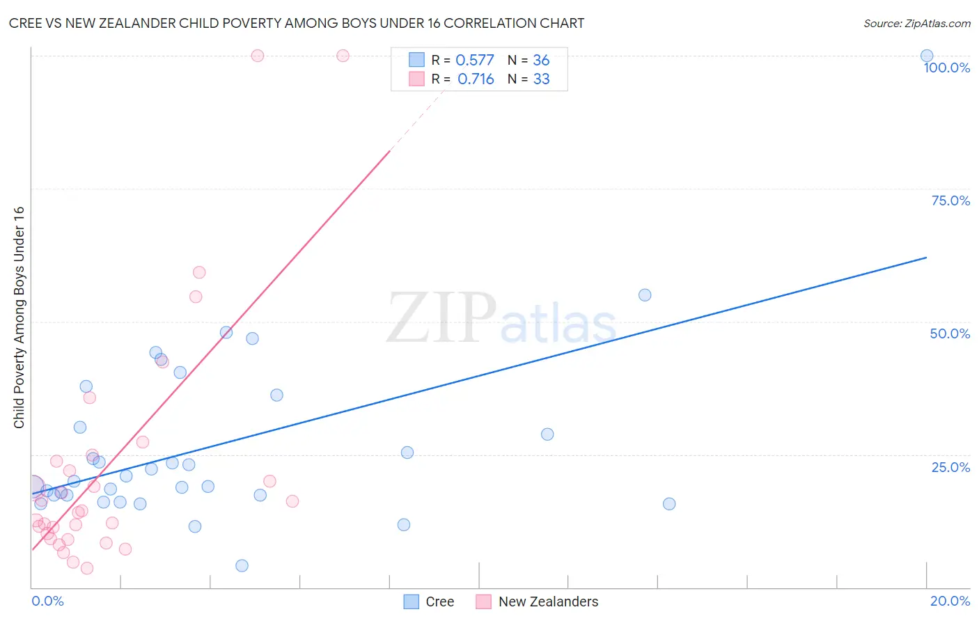 Cree vs New Zealander Child Poverty Among Boys Under 16