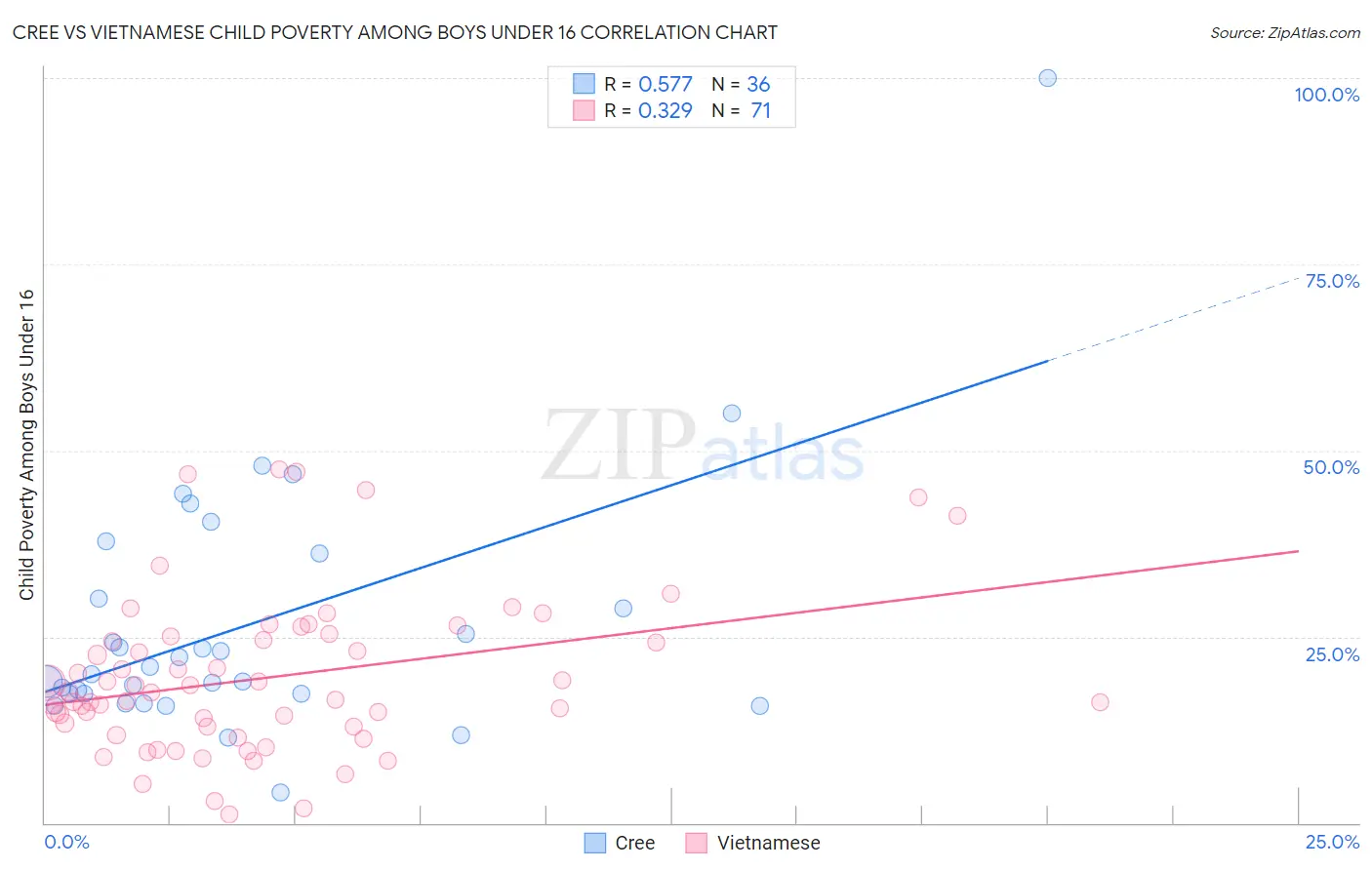 Cree vs Vietnamese Child Poverty Among Boys Under 16