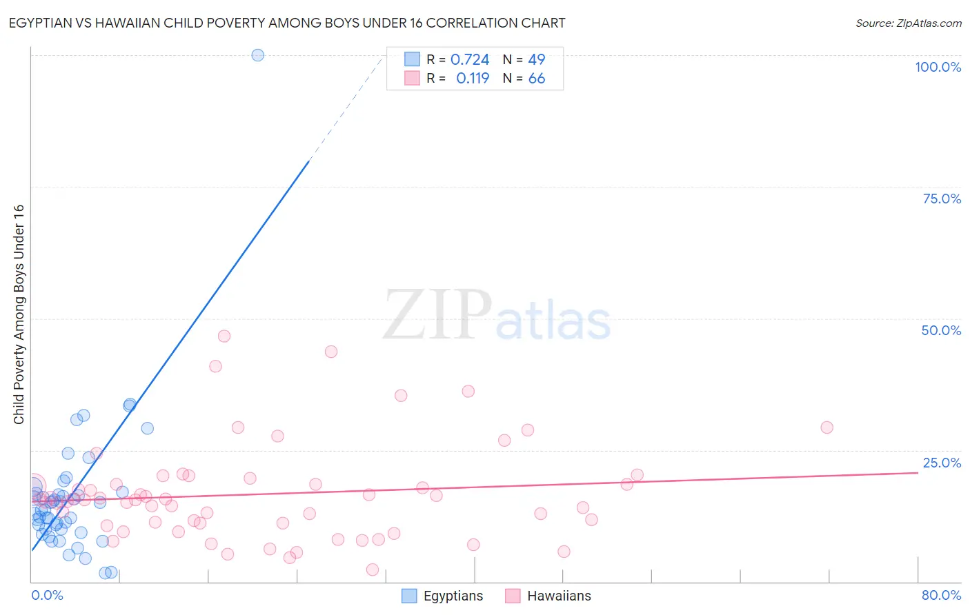 Egyptian vs Hawaiian Child Poverty Among Boys Under 16
