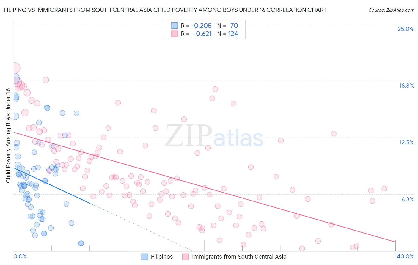 Filipino vs Immigrants from South Central Asia Child Poverty Among Boys Under 16