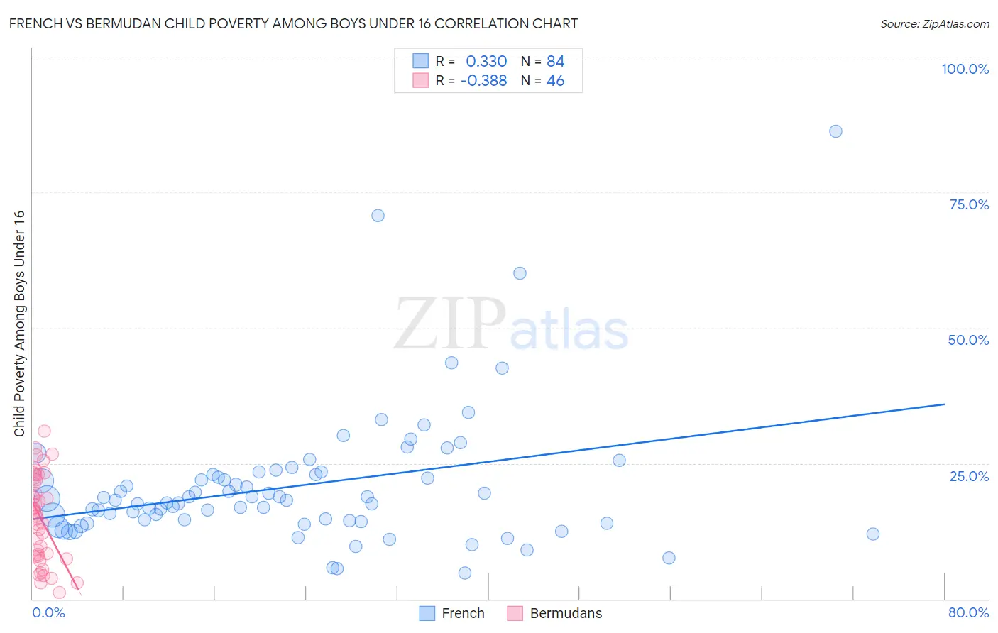 French vs Bermudan Child Poverty Among Boys Under 16