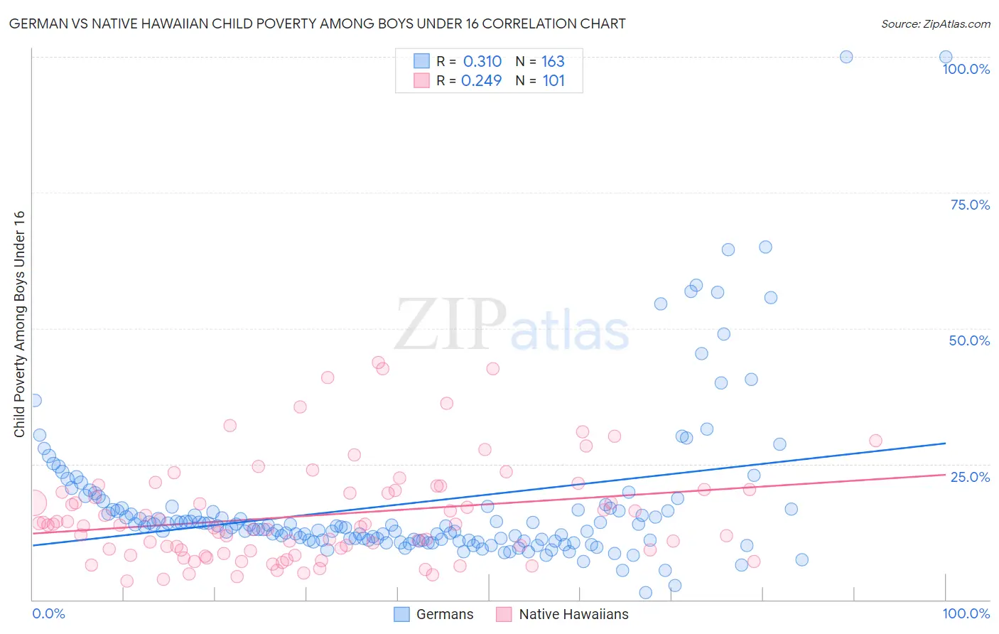 German vs Native Hawaiian Child Poverty Among Boys Under 16