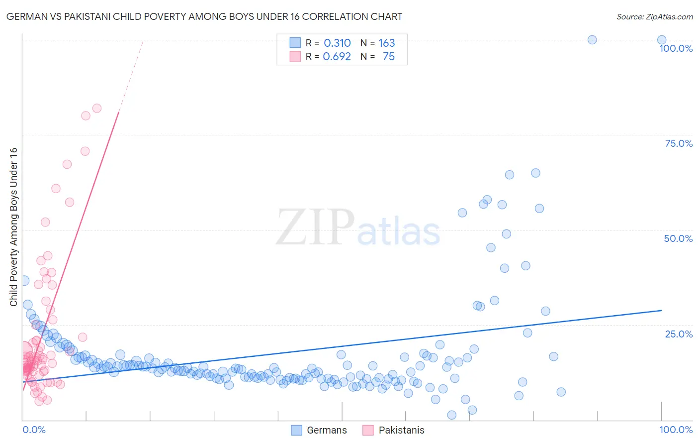 German vs Pakistani Child Poverty Among Boys Under 16