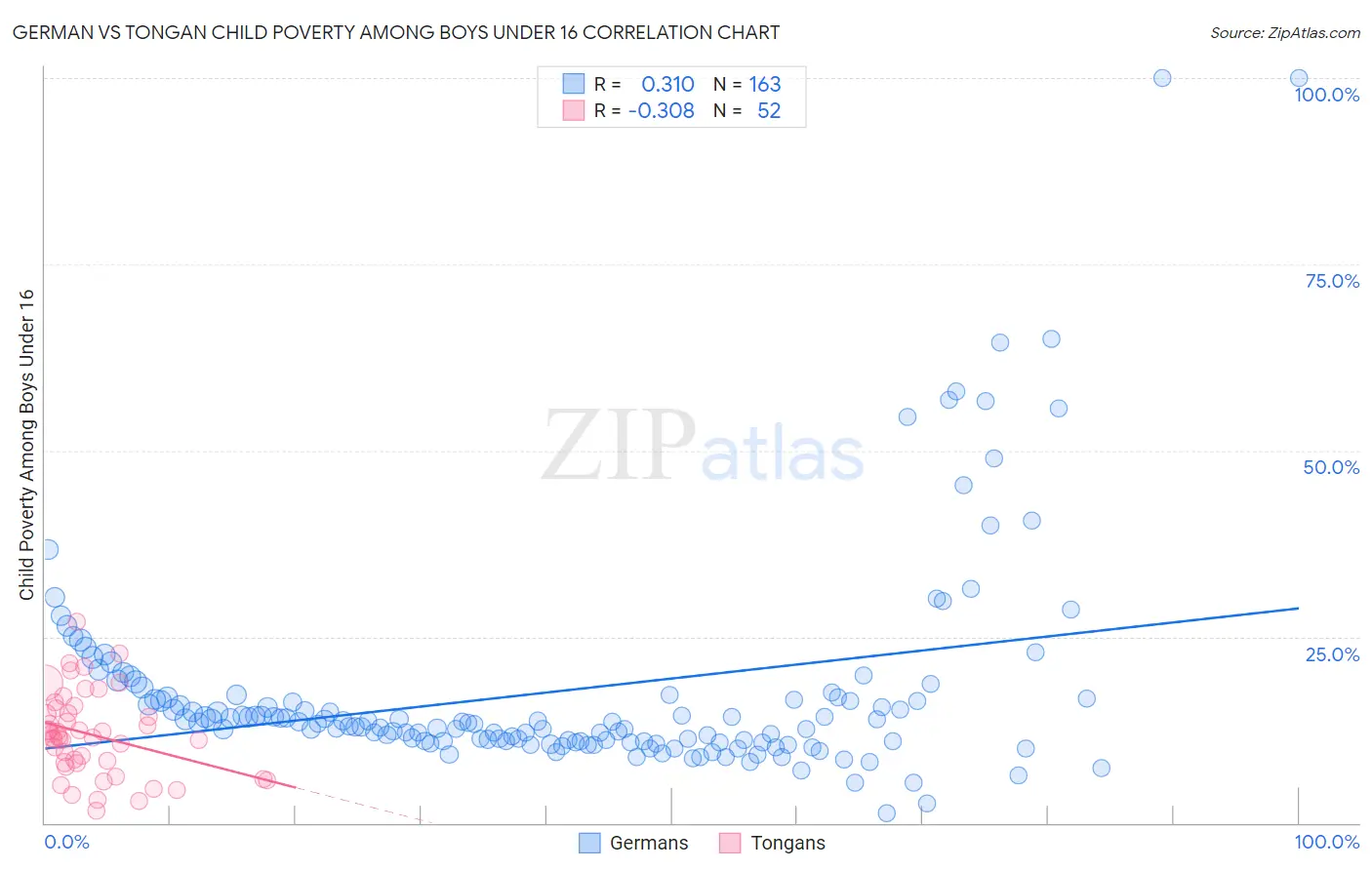 German vs Tongan Child Poverty Among Boys Under 16