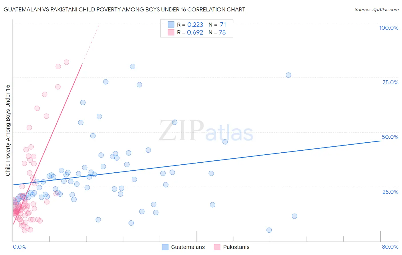 Guatemalan vs Pakistani Child Poverty Among Boys Under 16