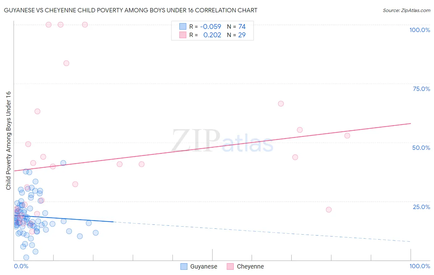 Guyanese vs Cheyenne Child Poverty Among Boys Under 16