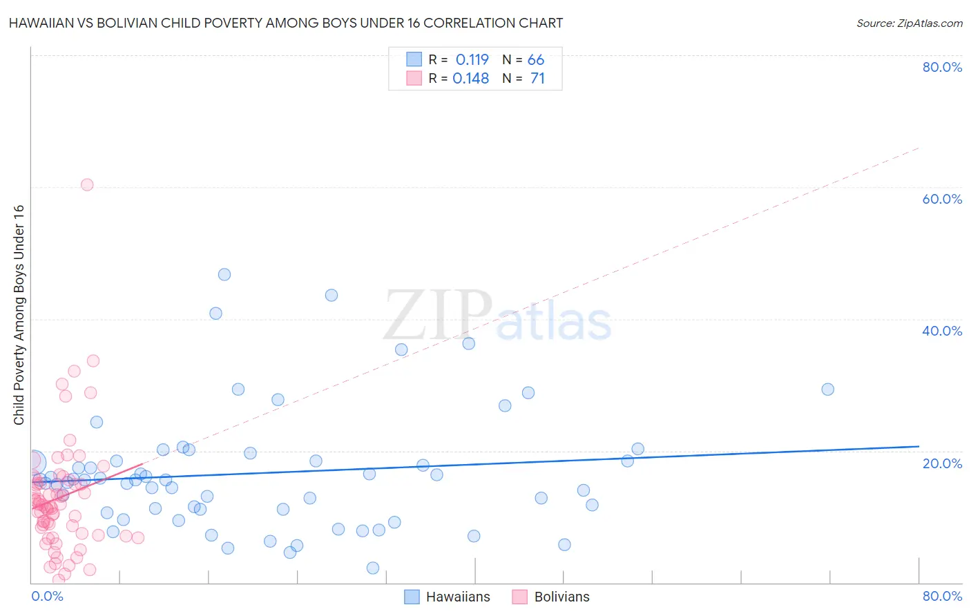 Hawaiian vs Bolivian Child Poverty Among Boys Under 16