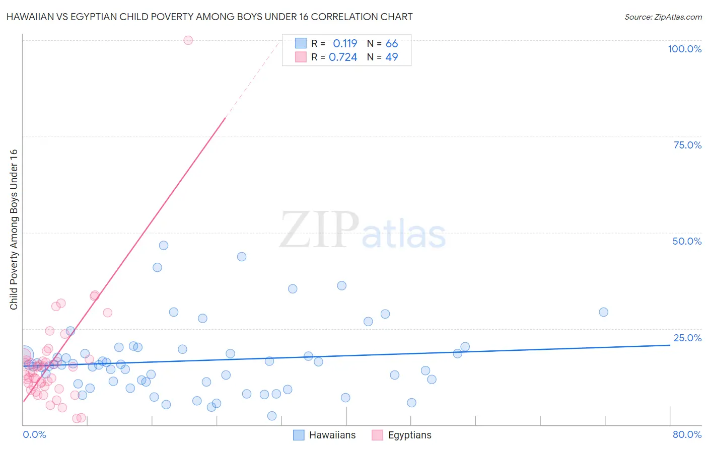 Hawaiian vs Egyptian Child Poverty Among Boys Under 16