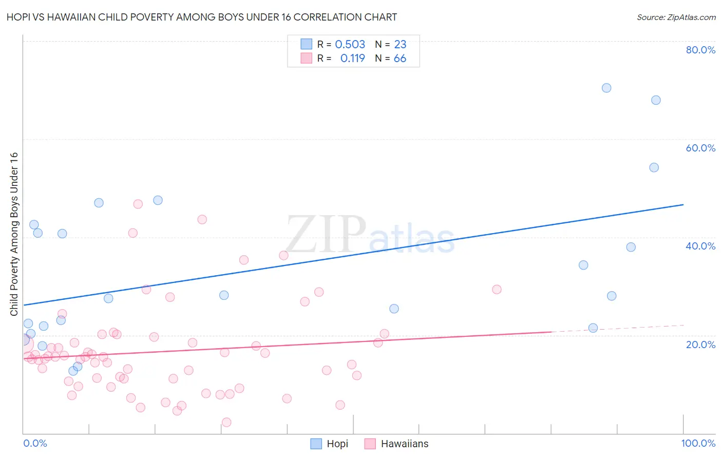 Hopi vs Hawaiian Child Poverty Among Boys Under 16