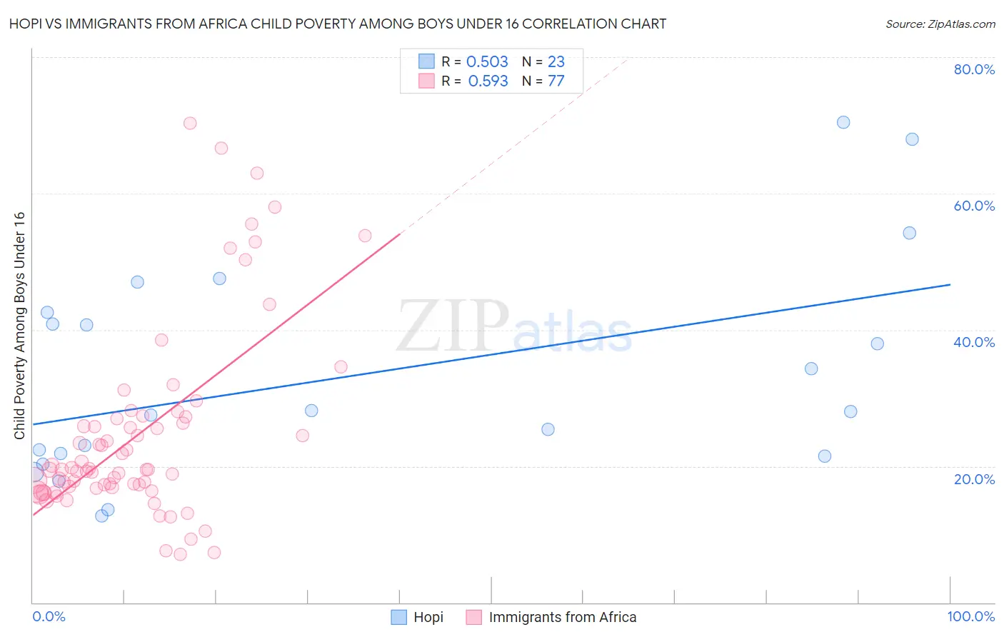Hopi vs Immigrants from Africa Child Poverty Among Boys Under 16