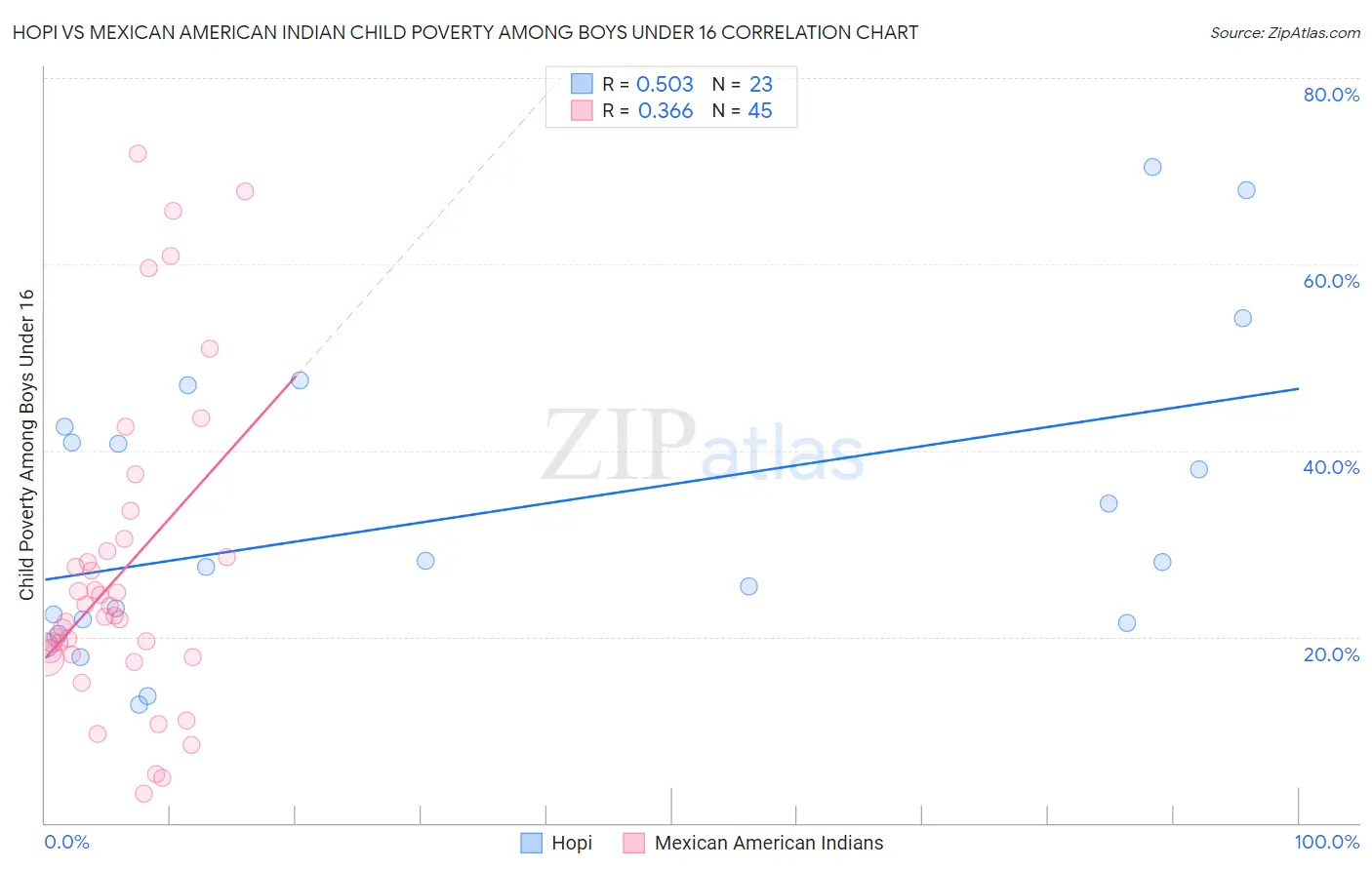 Hopi vs Mexican American Indian Child Poverty Among Boys Under 16