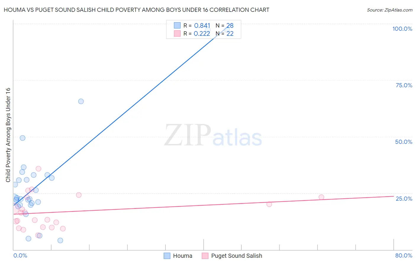 Houma vs Puget Sound Salish Child Poverty Among Boys Under 16