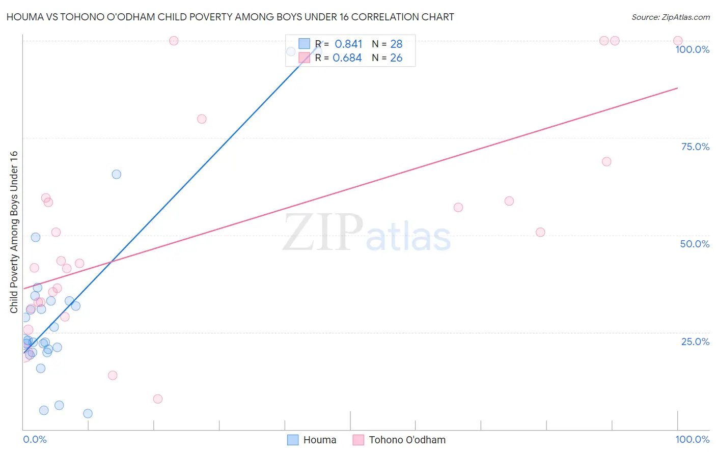 Houma vs Tohono O'odham Child Poverty Among Boys Under 16