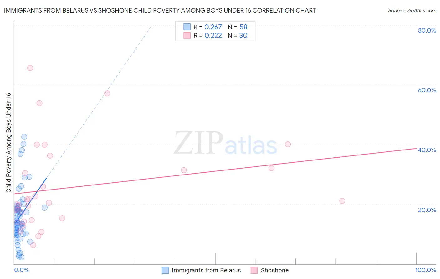 Immigrants from Belarus vs Shoshone Child Poverty Among Boys Under 16