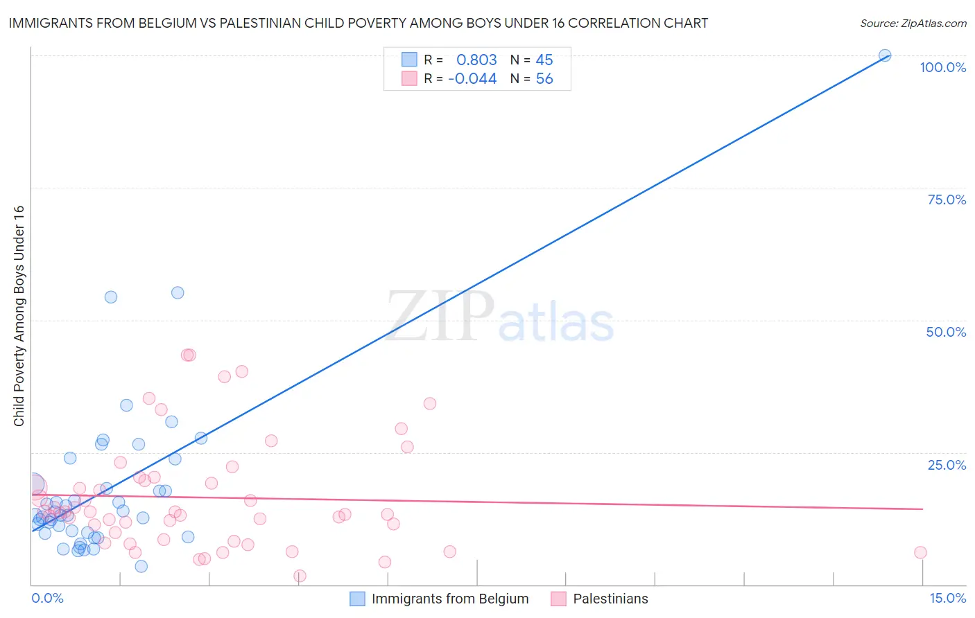 Immigrants from Belgium vs Palestinian Child Poverty Among Boys Under 16