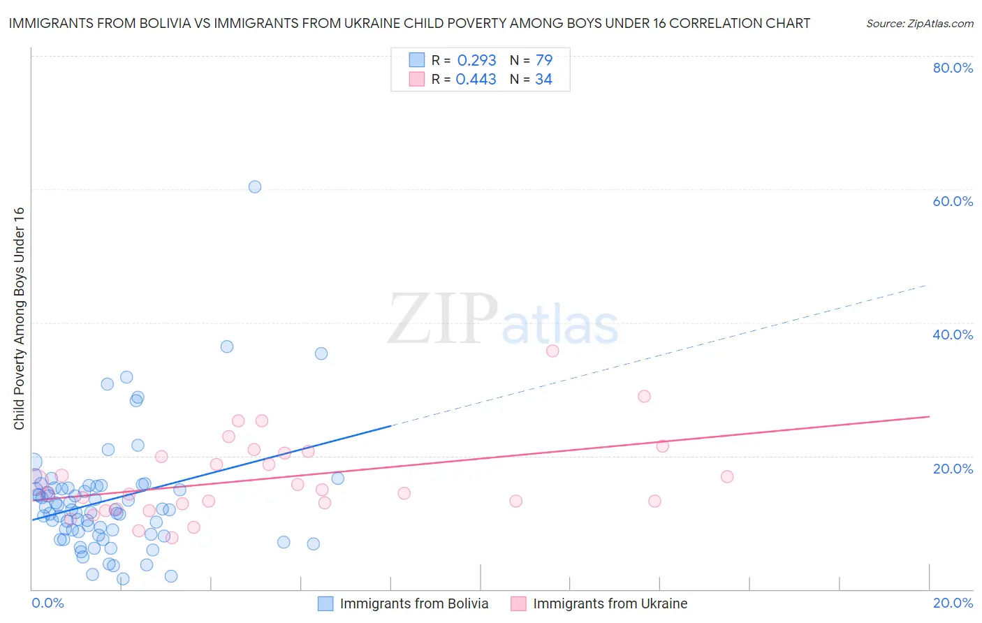Immigrants from Bolivia vs Immigrants from Ukraine Child Poverty Among Boys Under 16