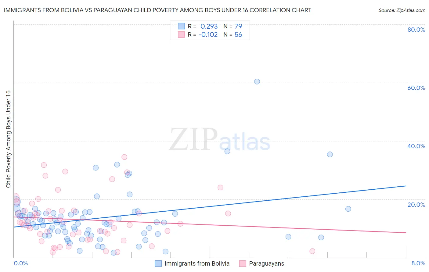 Immigrants from Bolivia vs Paraguayan Child Poverty Among Boys Under 16