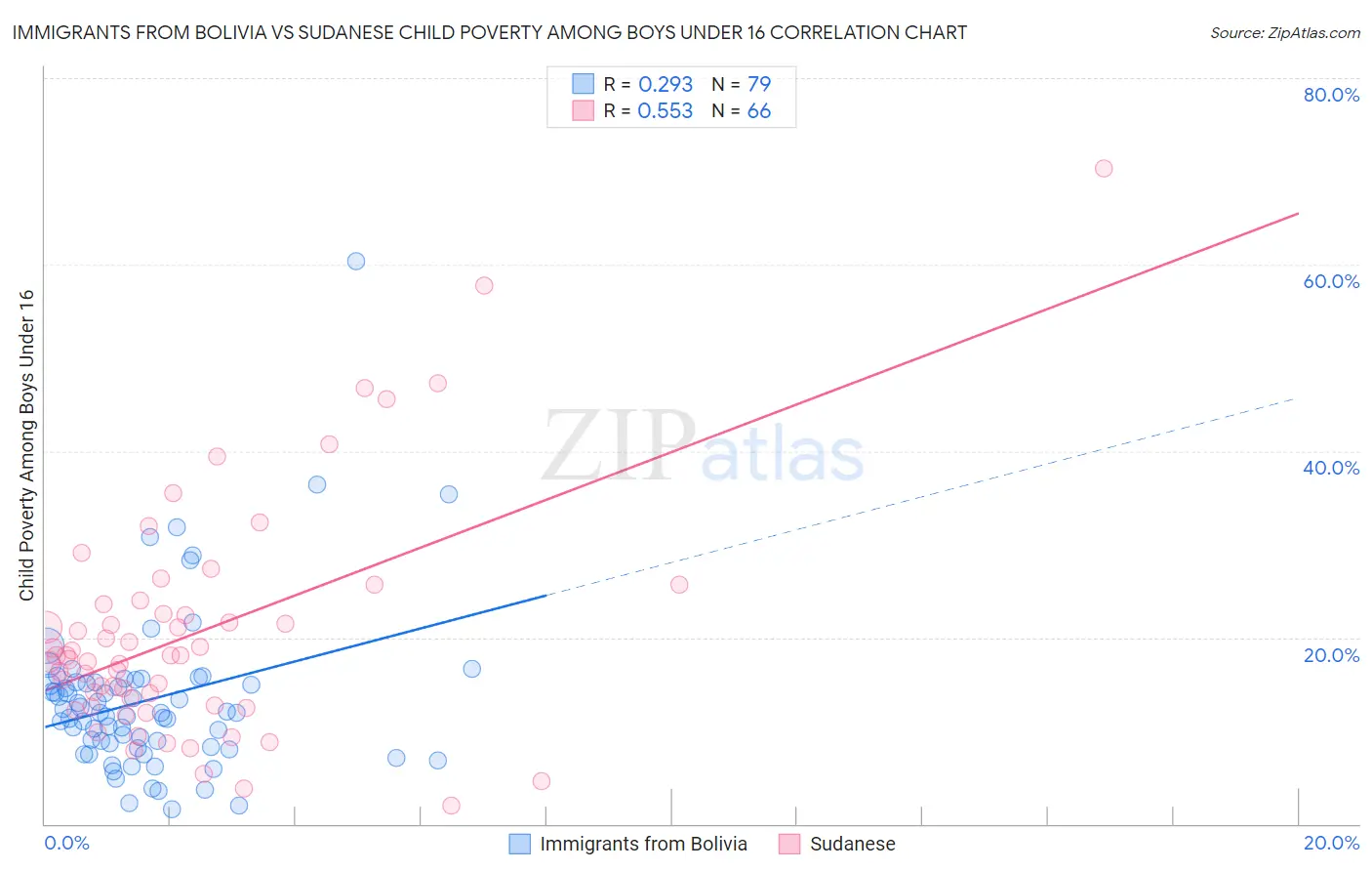Immigrants from Bolivia vs Sudanese Child Poverty Among Boys Under 16