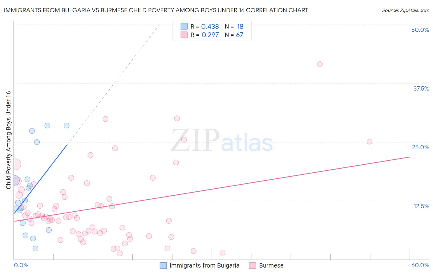 Immigrants from Bulgaria vs Burmese Child Poverty Among Boys Under 16