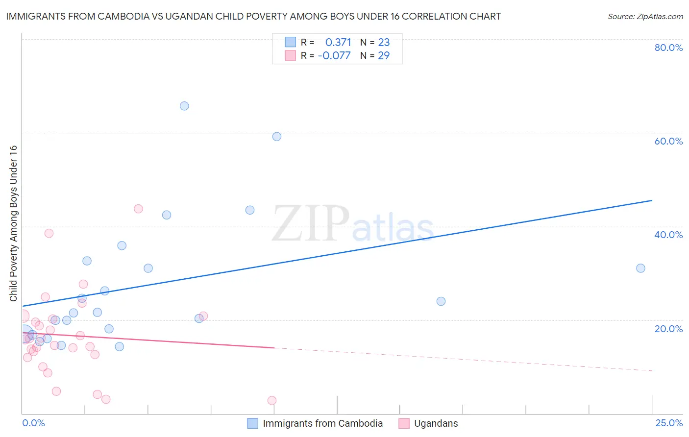 Immigrants from Cambodia vs Ugandan Child Poverty Among Boys Under 16