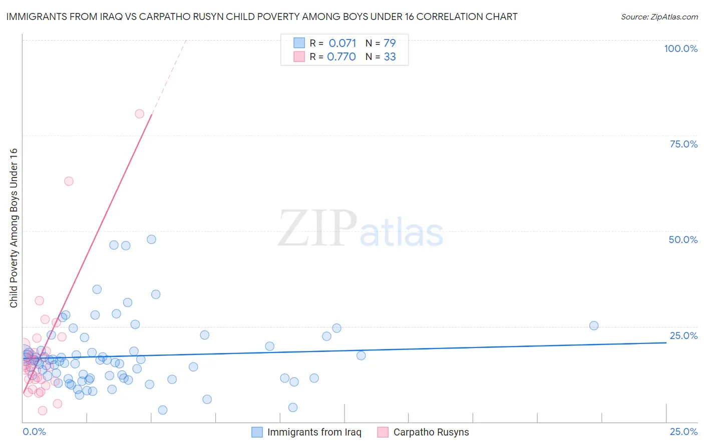Immigrants from Iraq vs Carpatho Rusyn Child Poverty Among Boys Under 16
