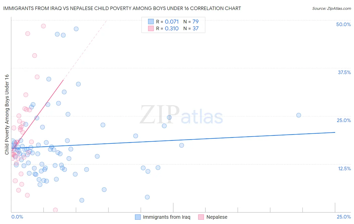 Immigrants from Iraq vs Nepalese Child Poverty Among Boys Under 16